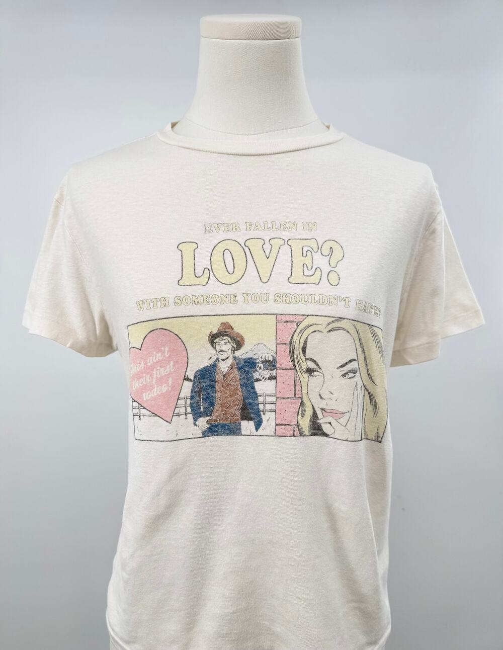 RE/DONE Vintage Graphic T-shirt Ever Fallen in Love Tee Ivory Hanes White Top L